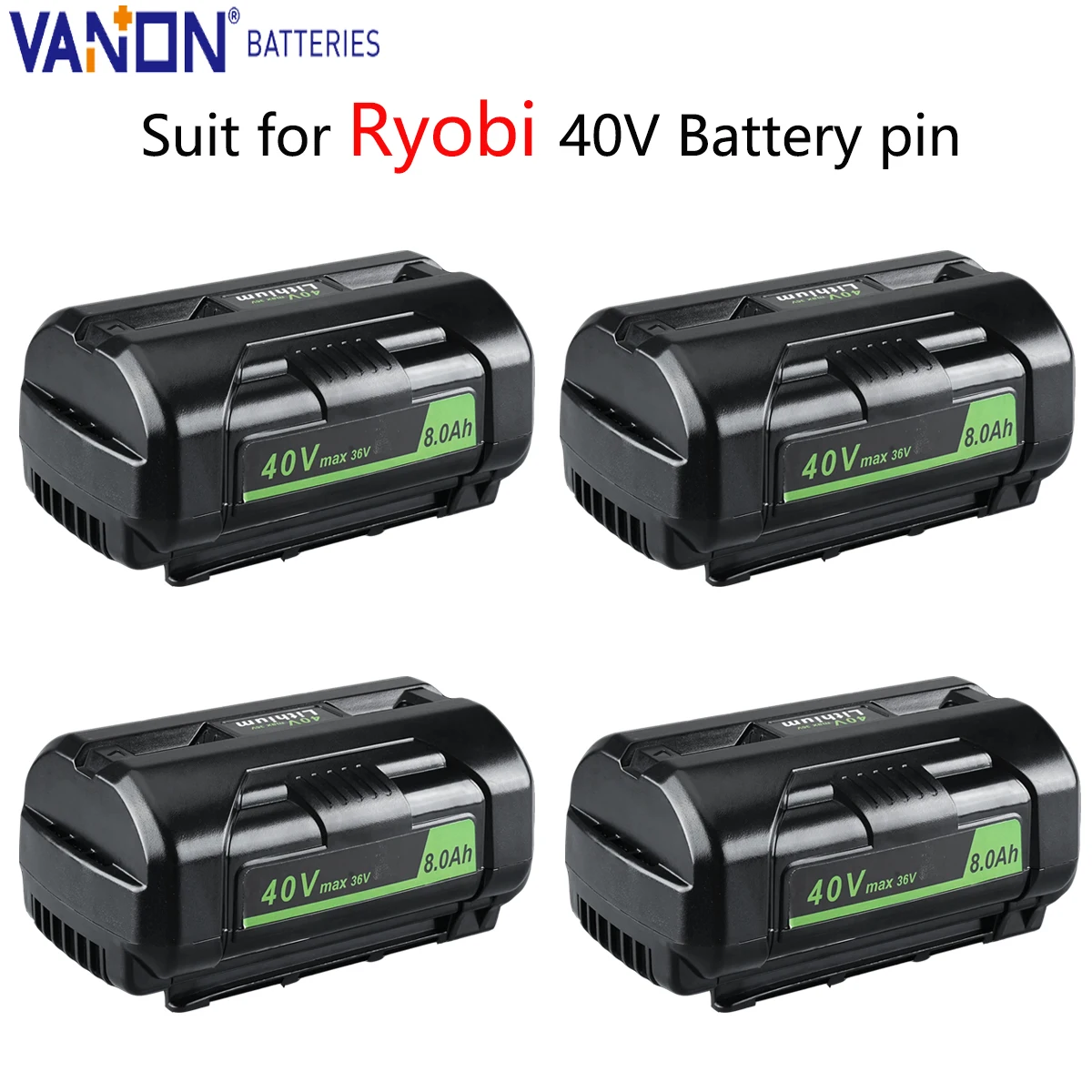 

VANON 1/2/4 шт. OP4040A1 8,0 Ач 40 В ONE + литий-ионный аккумулятор, замена для Ryobi OP4015 OP4026 OP40401 OP4050 OP40501 OP4060A, штифт аккумулятора