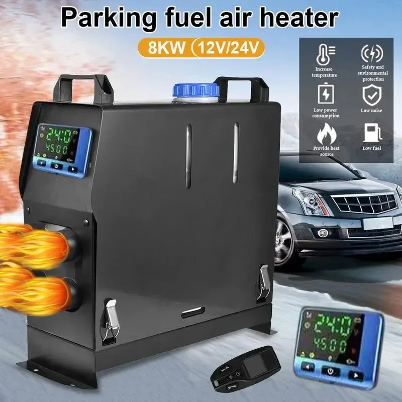 8000W Car Heater All Diesel Heater 12V/24V Parking Heater Warmer LCD Remote Control Heating Engine Preheater for Car Truck RV