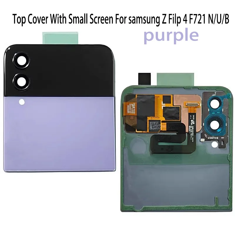 Back Glass Cover  Rear Door Housing with Small LCD Outer Screen Replacement For Samsung Galaxy Z Flip 4 F721 N/U/B