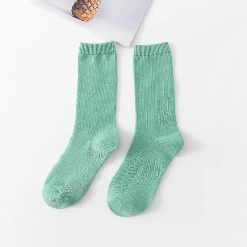 1/5/10 pares de calcetines para mujer primavera y verano Color sólido dopamina tubo medio señoras algodón caramelo moda calcetín divertido Simple al por mayor