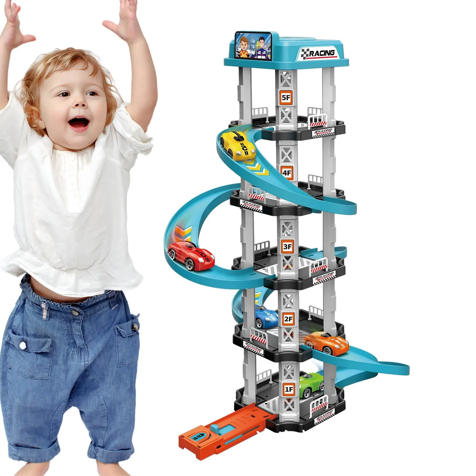 1set Racing Gliding Track Toys Puzzle Gliding Rail Car Park Toy Race Track Car Ramp Toy Educational Game For Boys Children