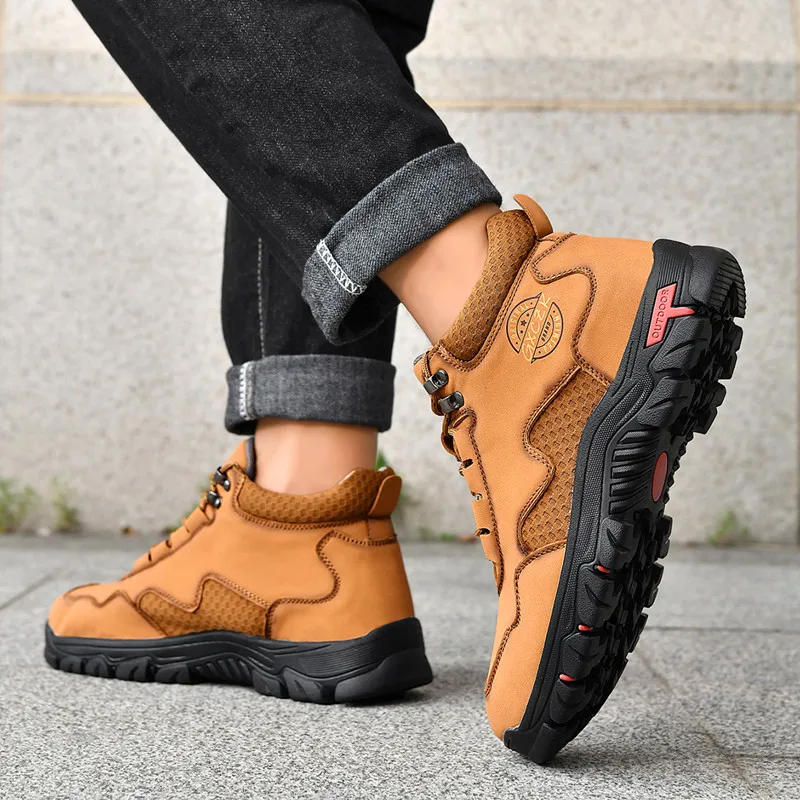 Neue Herbst Handgemachte Leder Männer Stiefel Outdoor Design Turnschuhe Mann Atmungsaktive Casual Leder Schuhe Männer Stiefeletten Herbst Plus Größe – Detail 15