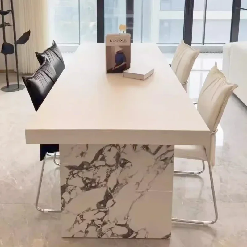 Cream Wind Rock Board Dining Table Modern Simple Household Rectangle Table Pliante Kitchen Tables Rooms Home Furniture Desk