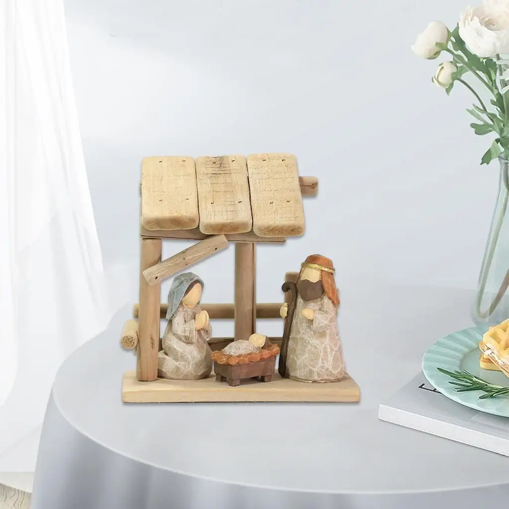Mini Nativity Scene Figurines - Manger Ornament for Home Decor and Collectibles