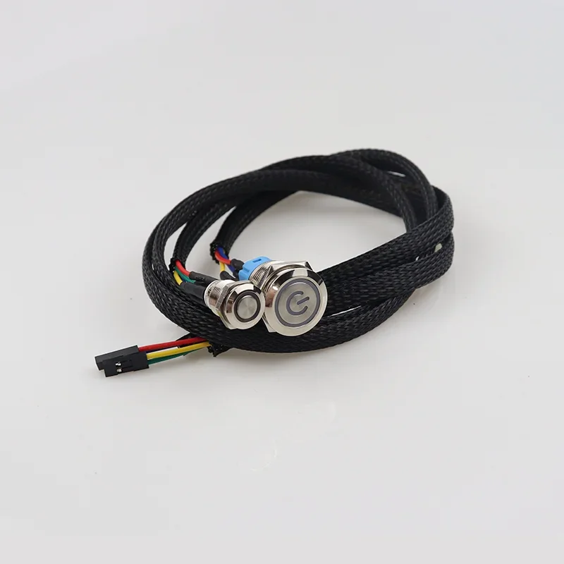 

12/16/19/22mm Computer PC Metal Button Power Switch, Host Start Restart LED Switch with 60cm/120cm Line DIY Chassis Extension