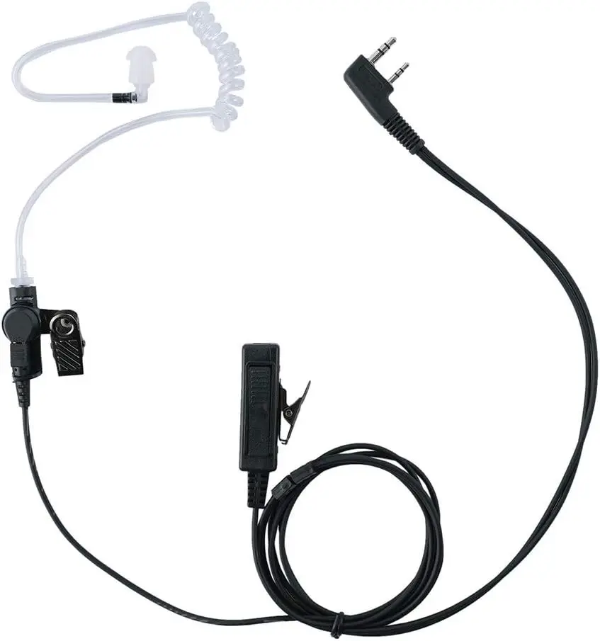 Earpiece Headset with Mic Ptt Compatible with Kenwood Baofeng Puxing Wouxun 2 Way Radio Walkie Talkie 2 Wire with Covert Acousti