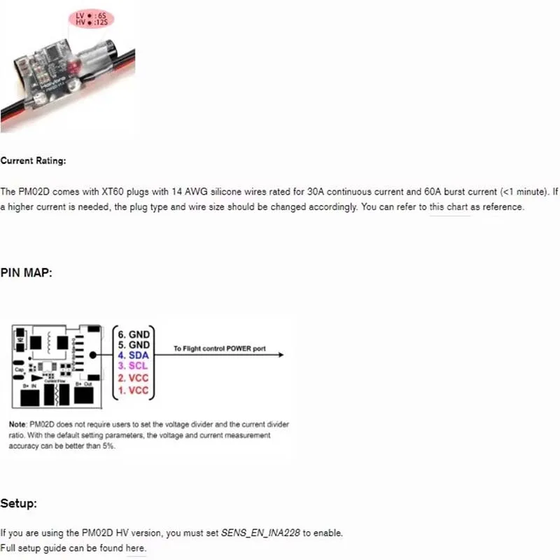1PCS holybro PM02D HV power module 2-12S Multi-axis pixhawk 6X PX4 galvanometer