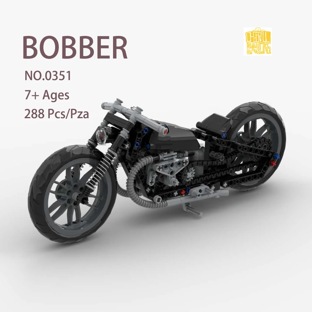 Moc 0351 Bobber Vintage Motorcycle Model With PDF drawings Building Blocks Bricks Kids DIY Toys Birthday Christmas Gifts