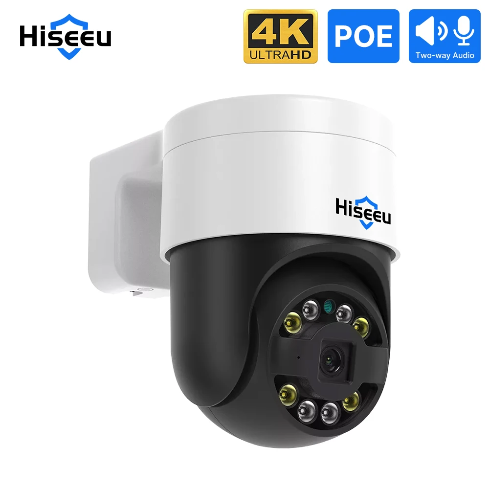 Hiseeu POE 4MP/8MP IP Video Surveillance Camera Outdoor Wireless PTZ Digital Motion Color Night Vison Two-way Audio CCTV Monitor