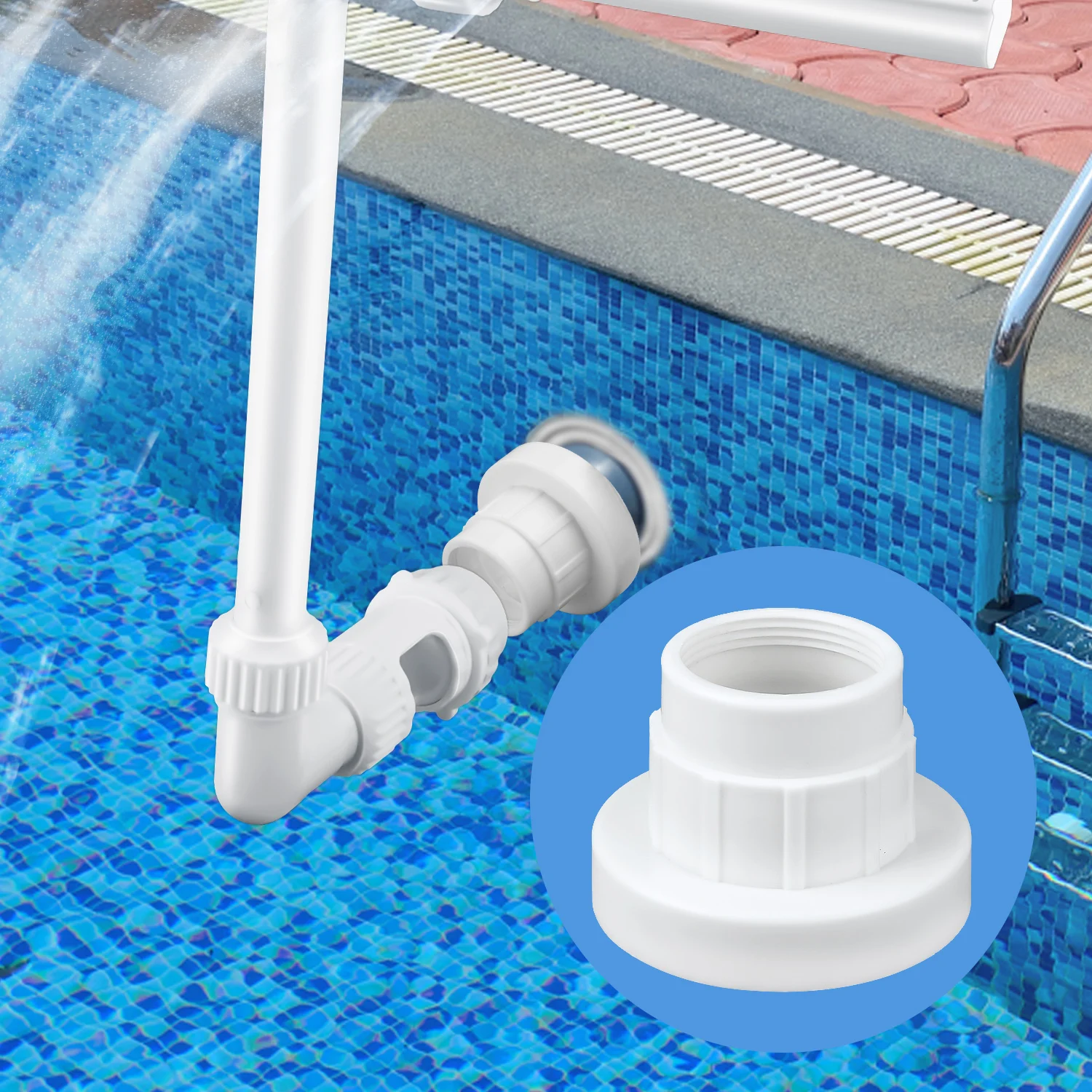 1 Stück Pool-Brunnenanschluss, Doppelsprüh-Wasseradapter für oberirdische Pool-Erweiterungen