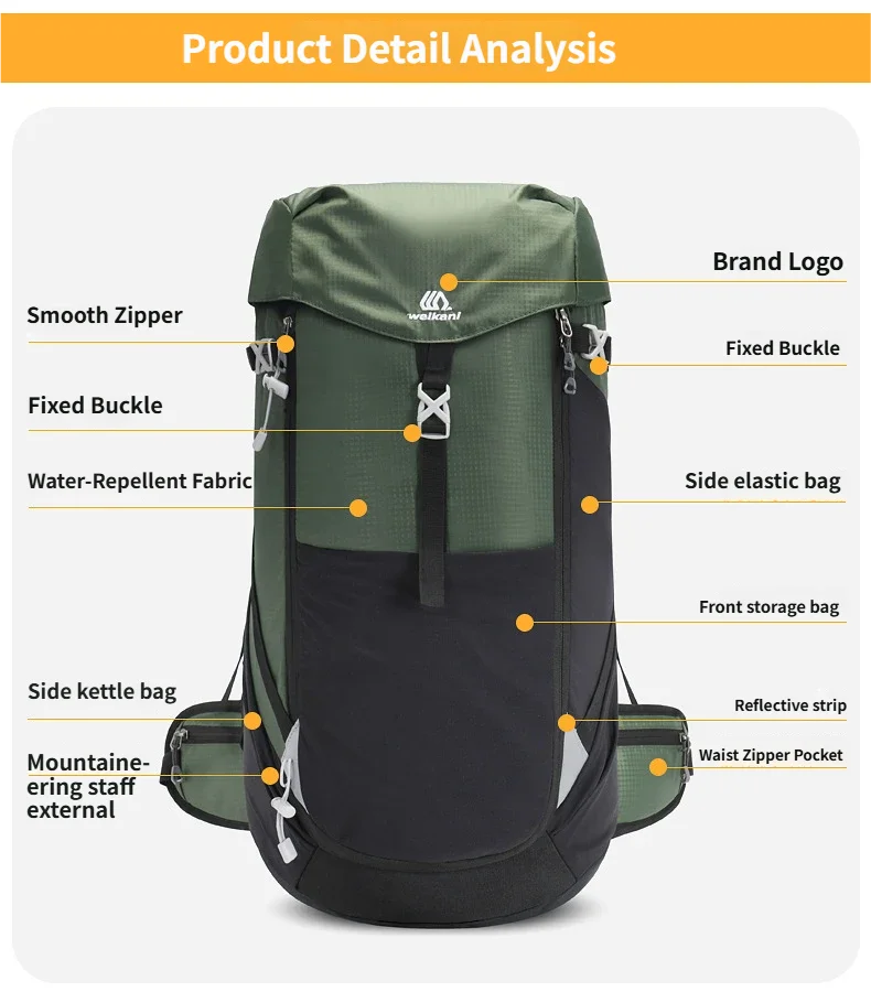 Outdoor Running Bag Bicycle Bag 50L Mountaineering Backpack Waterproof Riding Breathable Jogging Travel Daypack Bag for Trips