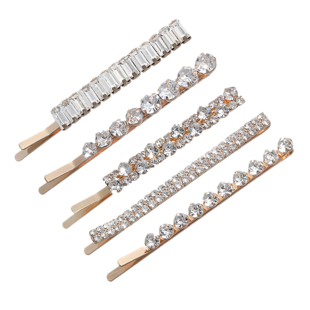 

Rhinestone Clip Crystal Barrettes Jeweled Hairpins Accessories Bridal Rhinestones Hair Decorations Straight Curly Hairstyles