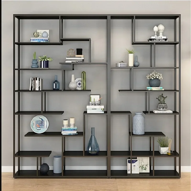 Nordic simple wrought iron bookshelf creative partition office shelf floor-to-ceiling industrial style multi-storey living room