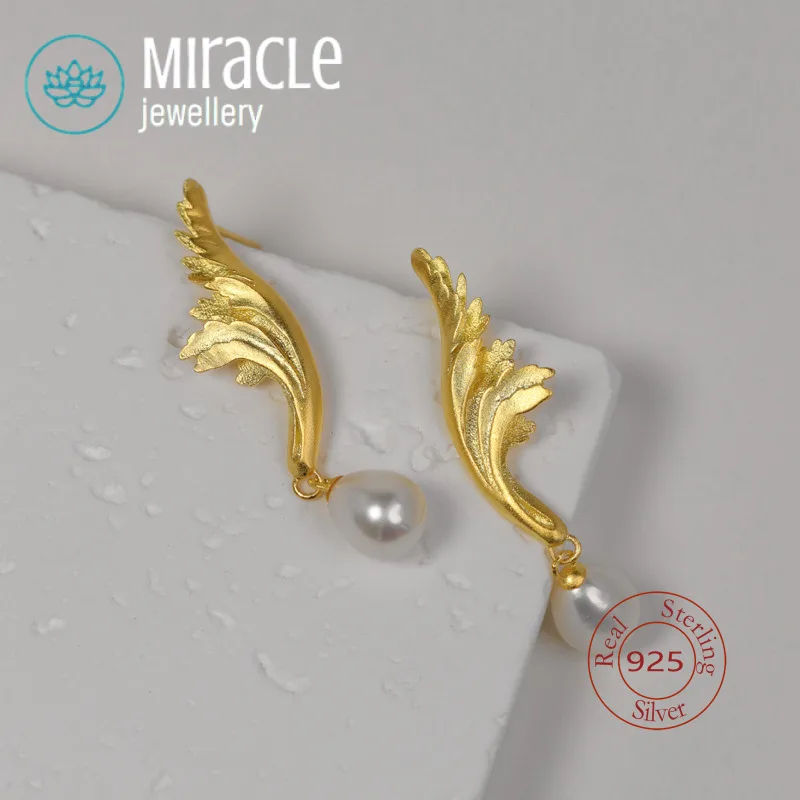 Miracle Sterling Silver 925 Original Design Enchanting KansasGreek Classical Hyacinth Pattern French Niche High-End Earrings
