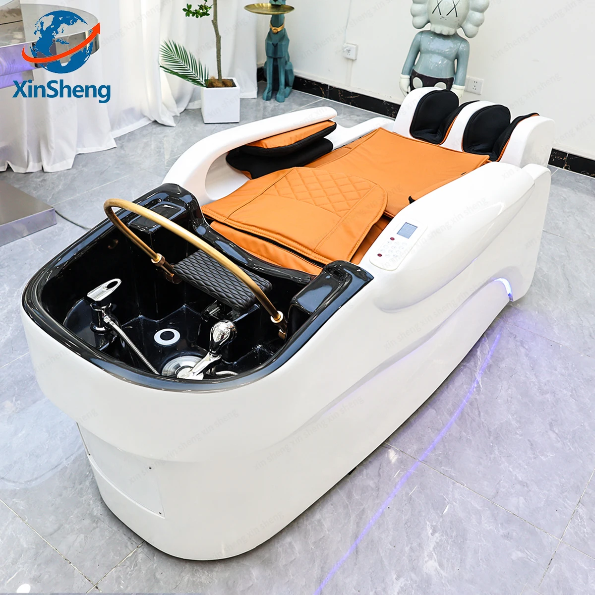 

XinSheng Professional Electric Massage Bed Head SPA Salon Massage Table Hair Washing Fumigation Beds Barber Shop Smart Furniture