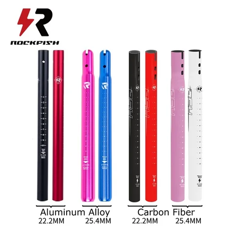 Tija de sillín de bicicleta Rockfish para chico, tubo de asiento de bicicleta deslizante ultraligero de fibra de carbono, tija de sillín de aleación de aluminio para bicicleta de equilibrio de 12 pulgadas