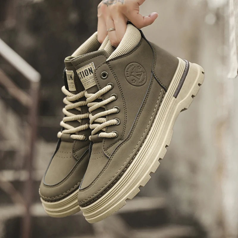 

Men's Tooling Boots Autumn Winter Casual Boot for Men Personality Street Non-slip Hard-wearing Fashion Outdoor Mans Footwear