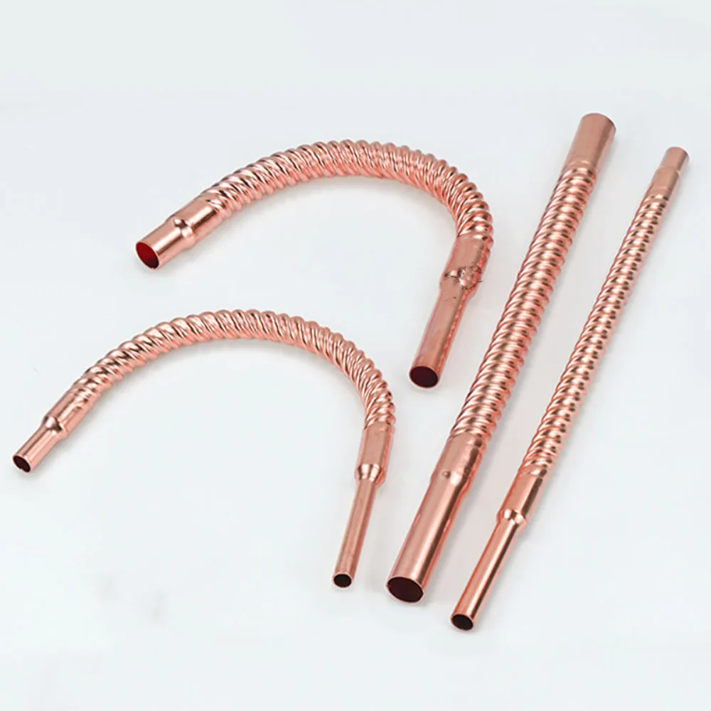 Pure Copper Corrugated Welded Extension Connection Tube for Air Conditioner 10 12 16 19mm Threaded HVAC Refrigeration Parts
