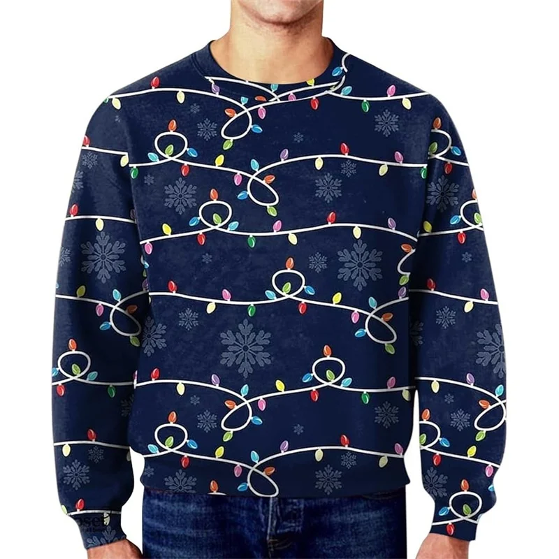 لطيف الألبكة نمط هوديي للرجال شجرة عيد الميلاد ثلاثية الأبعاد مطبوعة البلوز الخريف الشارع طويلة الأكمام س الرقبة هوديس بلوزات فضفاضة #2