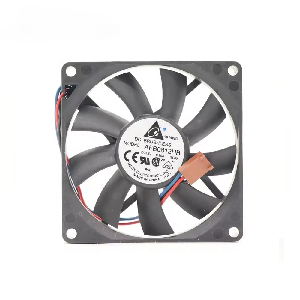 12V DC 0.20A AFB0812HB  8cm 80x80x15mm 1.68W 3100RPM 33.5CFM Double Ball Bearing Server Axial Cooling Fan