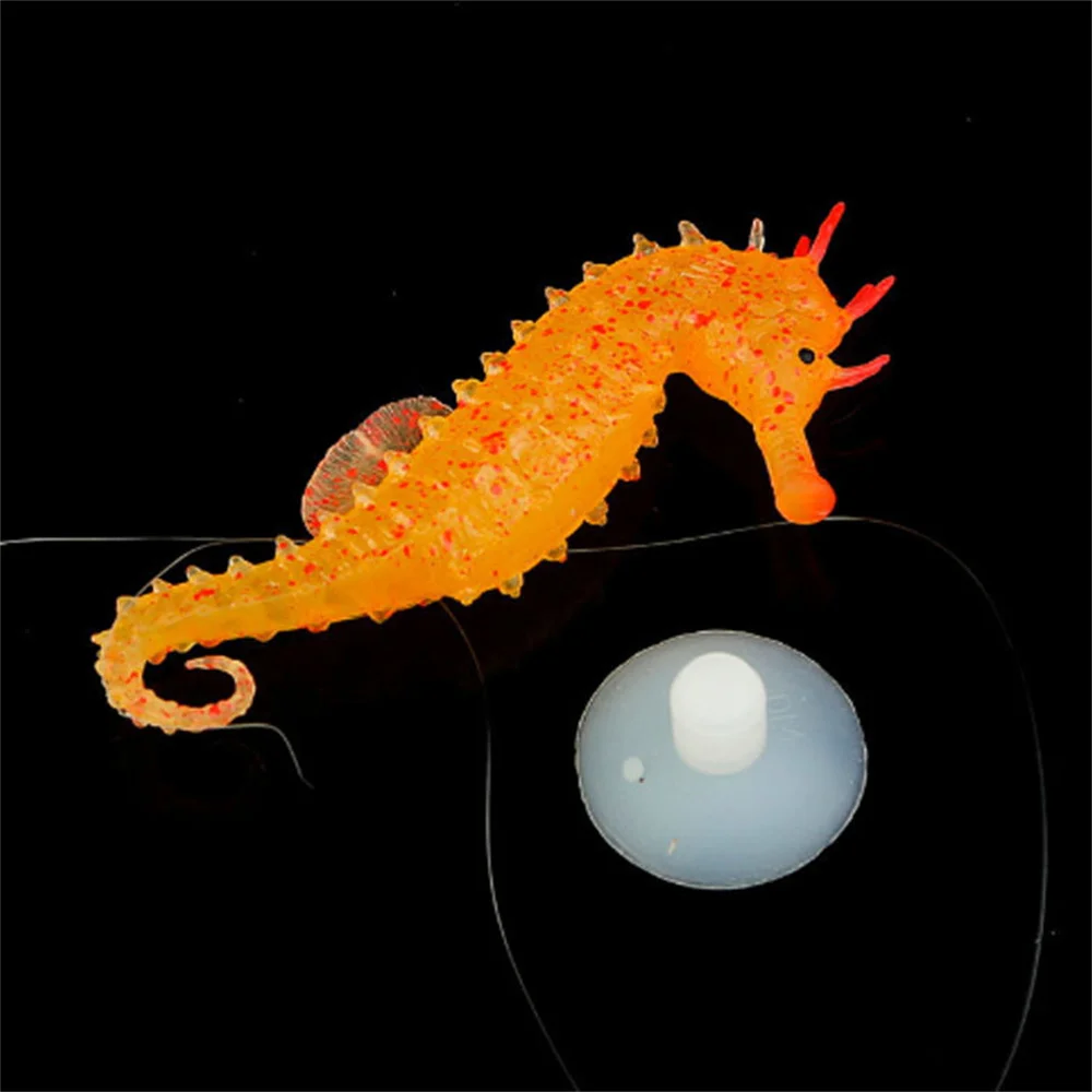 Tank Decoration Underwater Decorate Night Luminous Silicone Aquarium Decoration Sea Horse Glow In Dark Landscaping Creative