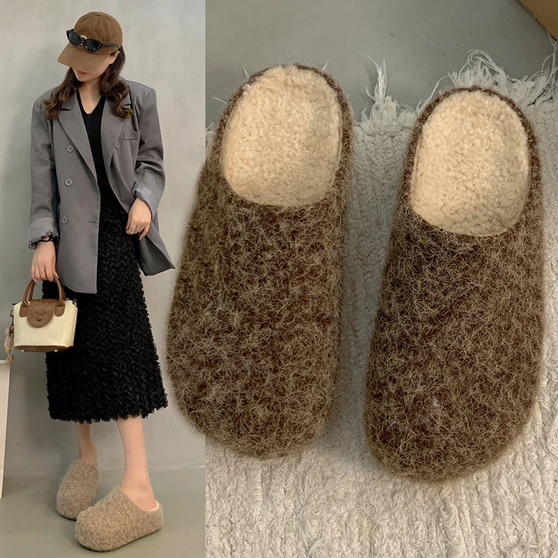 

Новинка 202, женские модные тапочки на плоской подошве, замшевые повседневные модные зимние женские шлепанцы, уютная обувь Женская Обувь