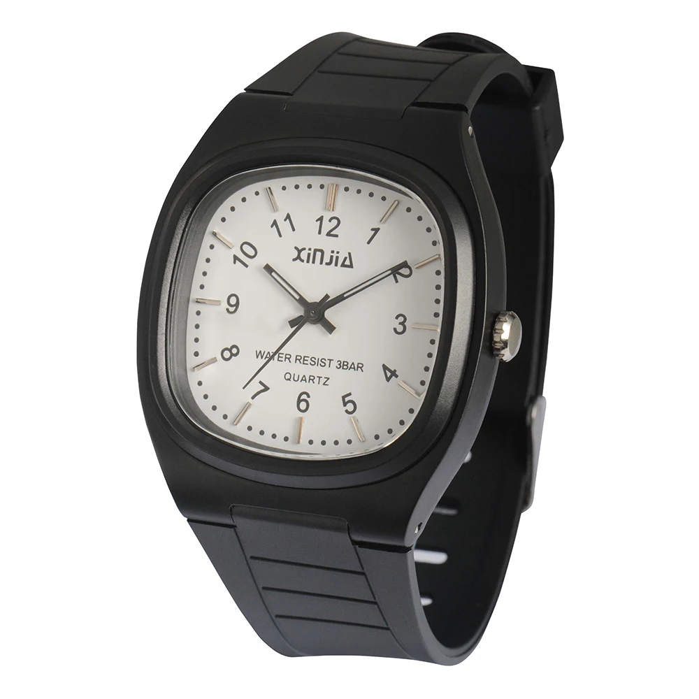 Boys Girls Students Casual Fashion Square Pointer Quartz Watch Waterproof Wristwatch