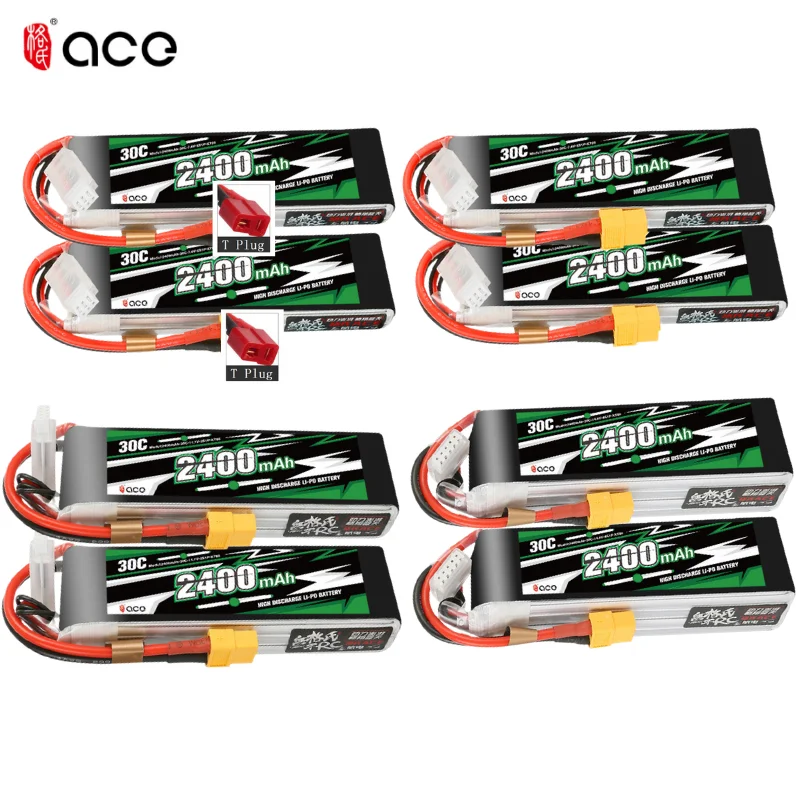 2PCS Gens ACE 2400mAh 30C 7.4V/11.1V/14.8V LiPo Battery For RC Helicopter Quadcopter FPV Racing Drone Parts