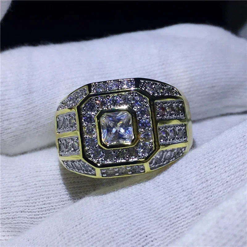 Milangirl New Hip Hop Rock Rings Men Luxury Gold  Color Rhinestones Zircon  Women Wedding Party