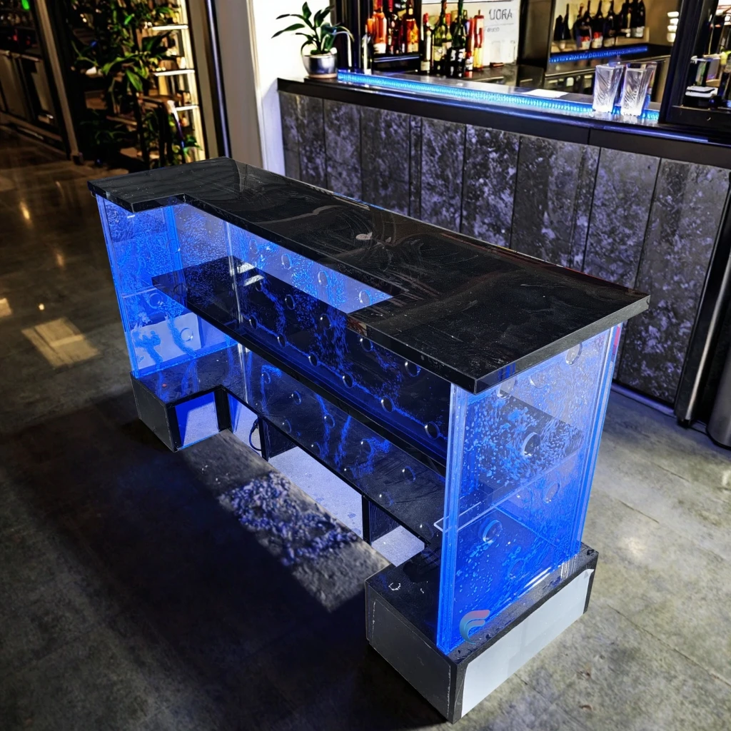 Anpassung. Moderner Couchtisch, Bartisch und Acryl-Couchtisch mit RGB-LED-Licht
