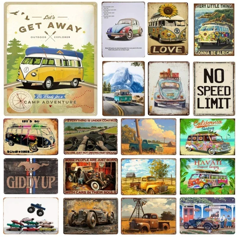 

Vintage Metal Tin Poster Car Poster Metal Tin Signs Posters Plate Colorful Visual Effect Wall Art for Cafe Bar Club Party Decor
