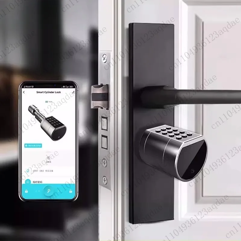 Smart Lock Cylinder for Security Doors Universal Fingerprint & Password Lock Interior Wooden Door Lock [No Drilling Required]