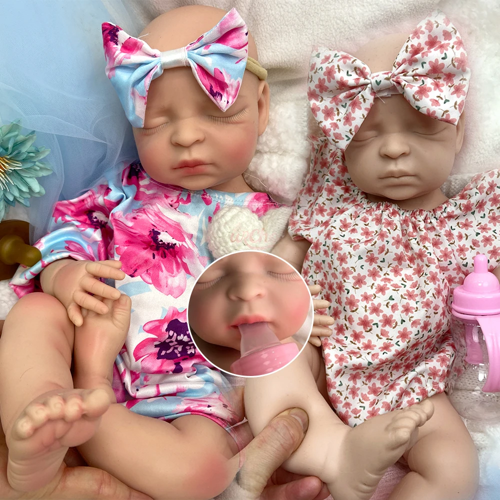 

17 Inch Full Body Silicone Reborn Baby Girl Can Use Pacifiers Realistic Newborn Model Teaching Doll for Prenatal Education