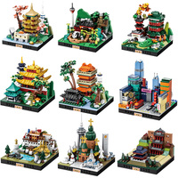 3D DIY Micro Building Blocks Set Shanghai Beijing City Street View Hong Kong Mini Bricks Toys for Travel Souvenir Collection