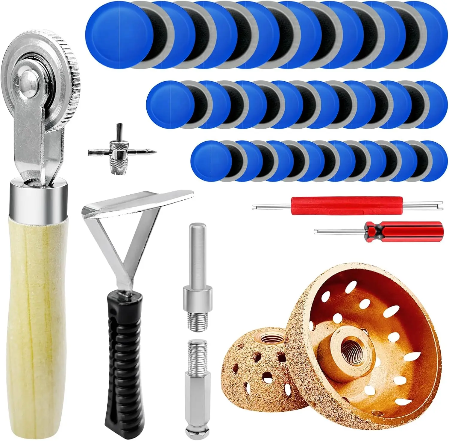 

54 шт. комплект сверхмощных шин с полировальным колесом из вольфрамовой стали 42/55 мм, заплатками и инструментами