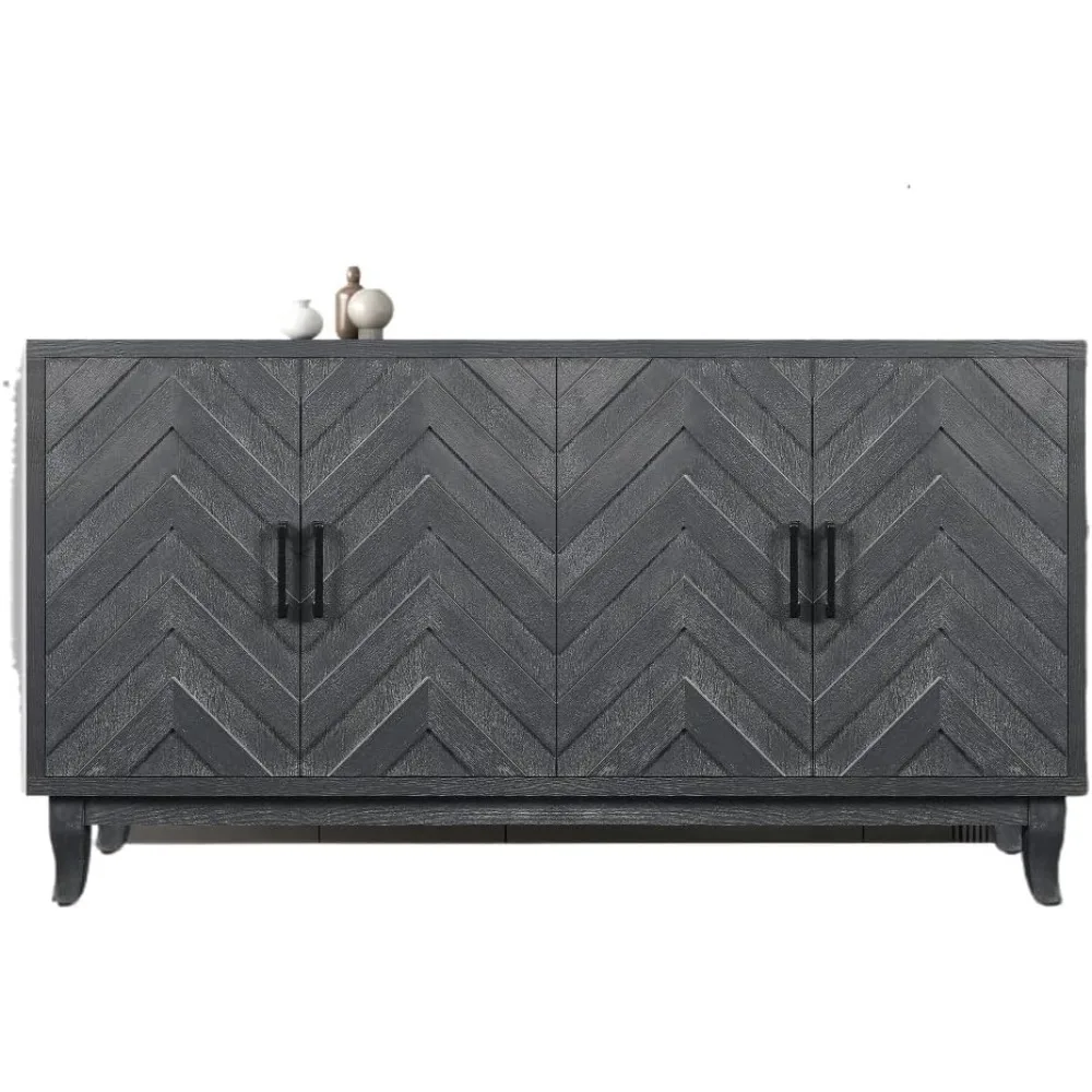 

Vintage Style Buffet Cabinet, Lacquered Accent Storage 4 Door Wooden Cabinets,Thickened Sideboard Storage Cabinet for Entryway,