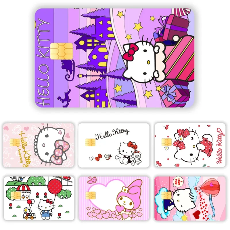 Hello Kitty Credit Card Debit Card Stickers DIY Sanrio Anime Waterproof Melody Poker Stickers Film Tape Skins Small Stacks