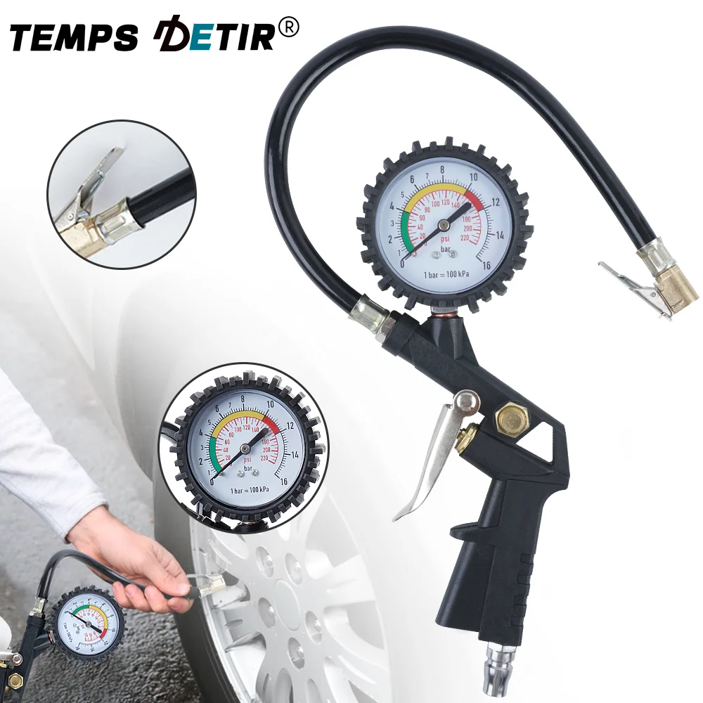 

220PSI Tire Pressure Gauge High-precision Easy Pressure Regulation Rubber Hose Durability For Car SUV Motorcycle Inflator Pump