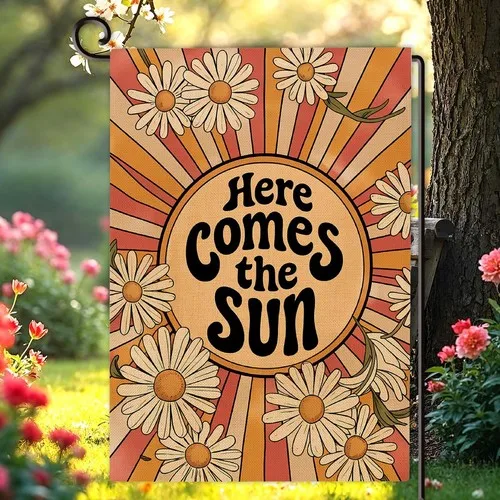 Summer Floral Garden Flag Vintage Daisy Sun Yard Flag Spring, 12x18 Inches XXQ