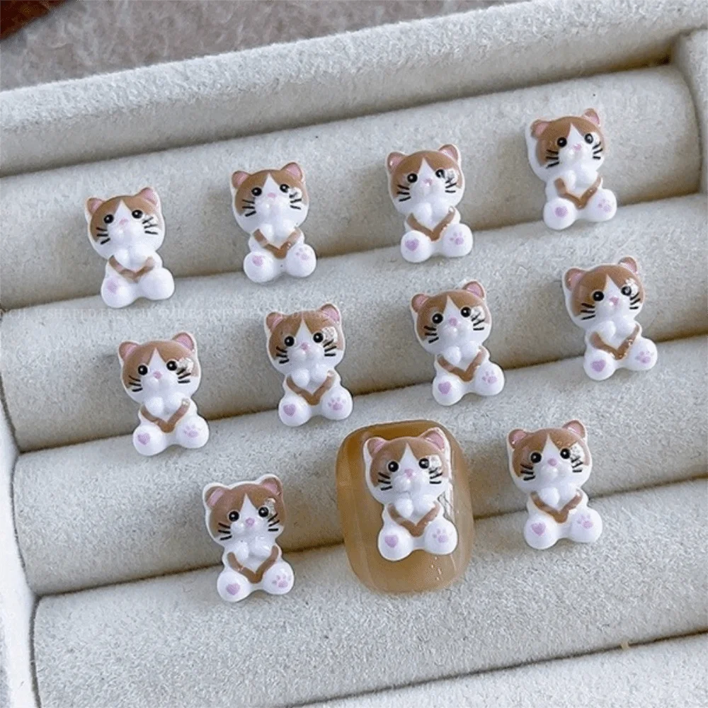 

Cartoon Mini Cat Nail Art Charms DIY Craft Kawaii Colorful Resin Designer Charms Flat Back 2D Little Fish Series 3D Decorations