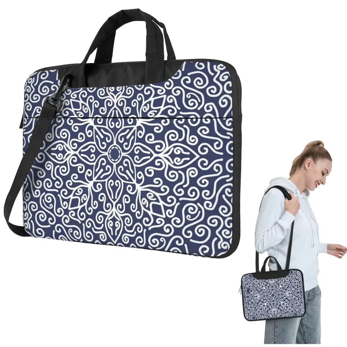 

Delicate Filigree Pattern Crossbody Laptop Bag Case Computer Bag 13 14 15.6 Inch Notebook Pouch for Lenovo