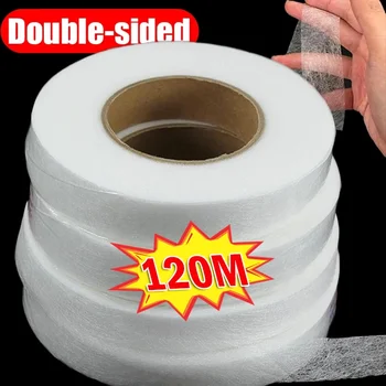 Fita adesiva dupla face, 120m, tecido não tecido, para calças, bainha, borda curta, ferramentas diy, diy, diy, diy, diy
