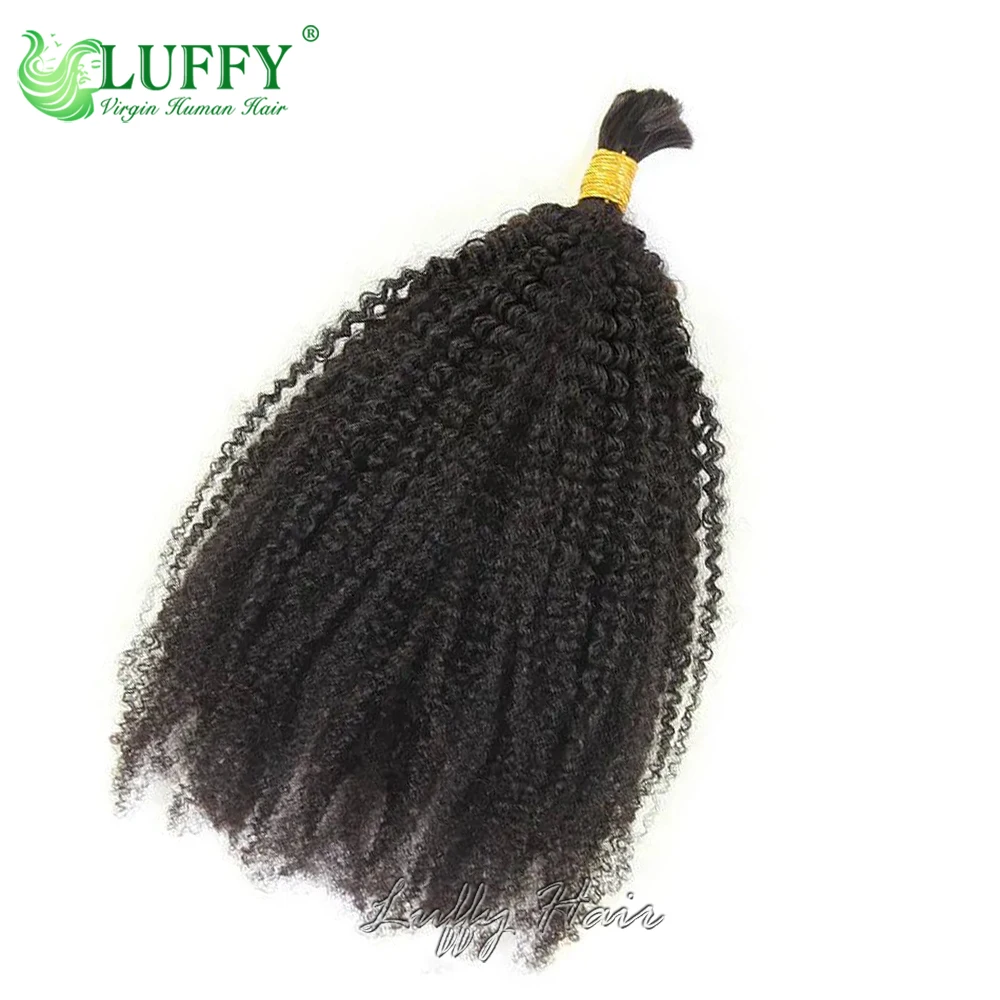 Extensiones de cabello humano rizado Afro mongol para mujeres negras, extensiones de mechones para trenzar sin trama