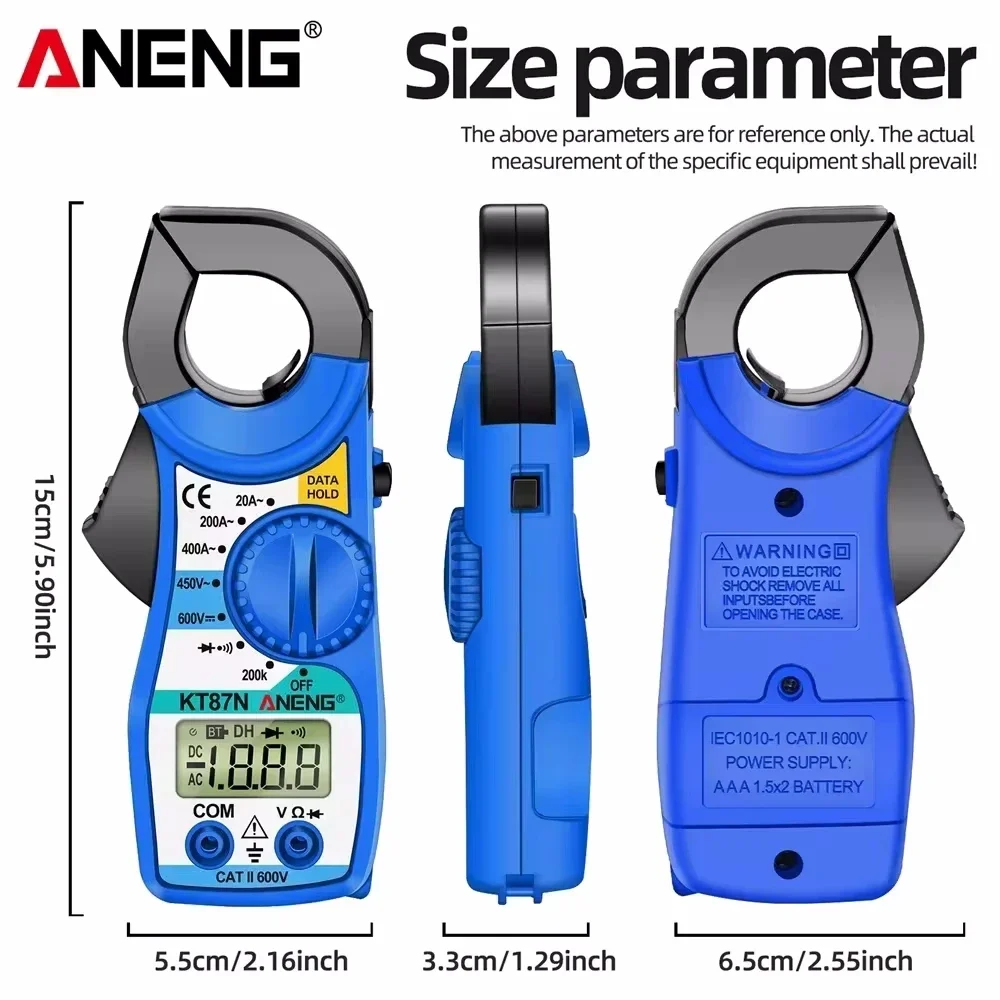 ANENG KT87N 1PC LCD Digital Multimeter Amper Clamp Meter Current Clamp Pincers AC/DC Current Voltage Tester 3 Colors Meter Tools