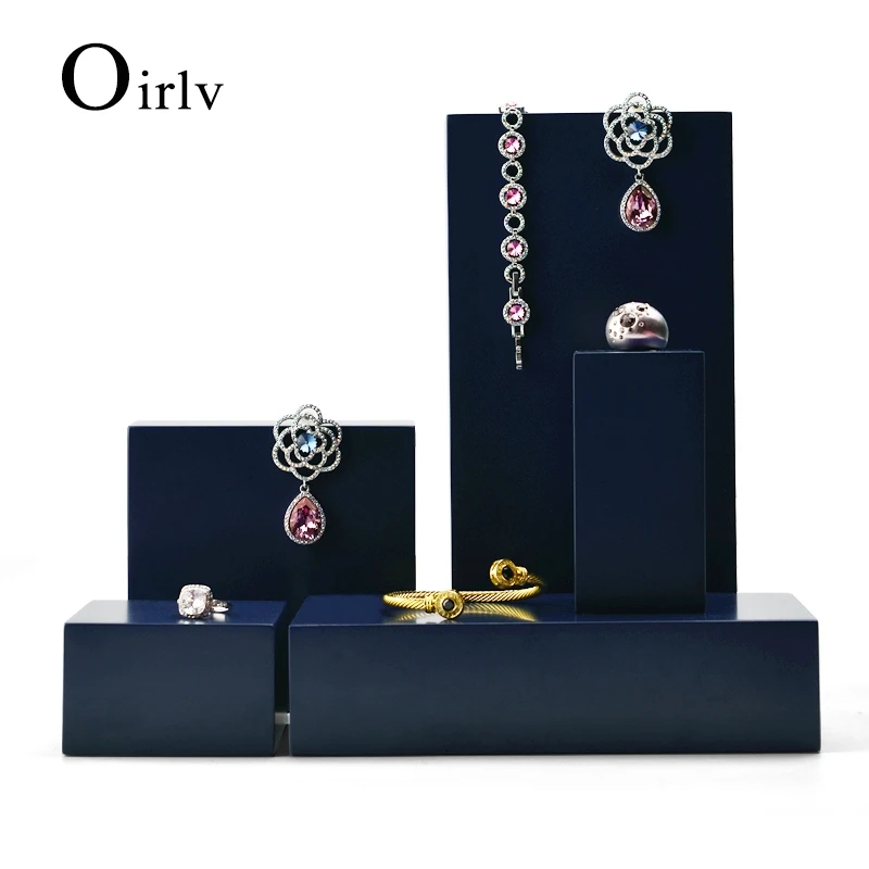 Oirlv Blue Jewelry Display Props Jewelry Stand Blocks Display Ring Earring Necklace Bracelet Blue Jewelry Stand Display Showcase