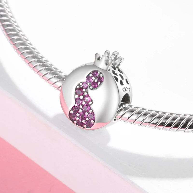 Give Birth To Life Pregnant Mother 925 Sterling Silver Charm Pink CZ Beads Jewelry Making Fit Original European Charms Bracelets