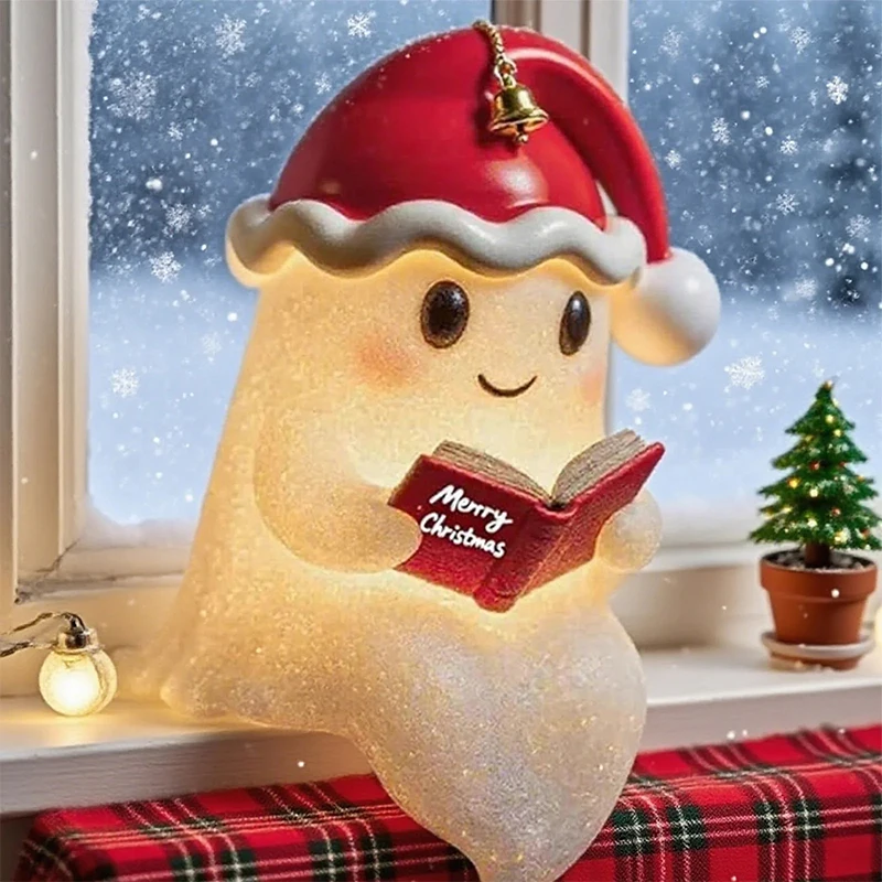 

Christmas Ghost Reading Night Light Decor Cute LED Lamp Ghost-Themed Bathtub Lamp For Christmas Party.