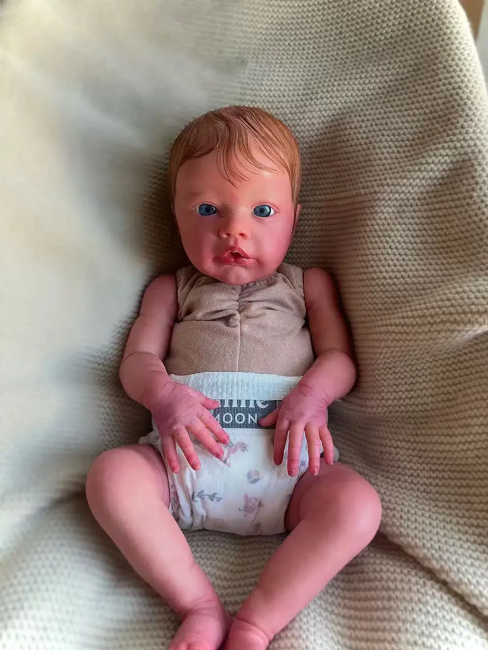 

EGO Customized Limited Supply 19''Reborn Baby Primrose Painted Hair Already Finished Doll With Cute Dress Christmas Gift