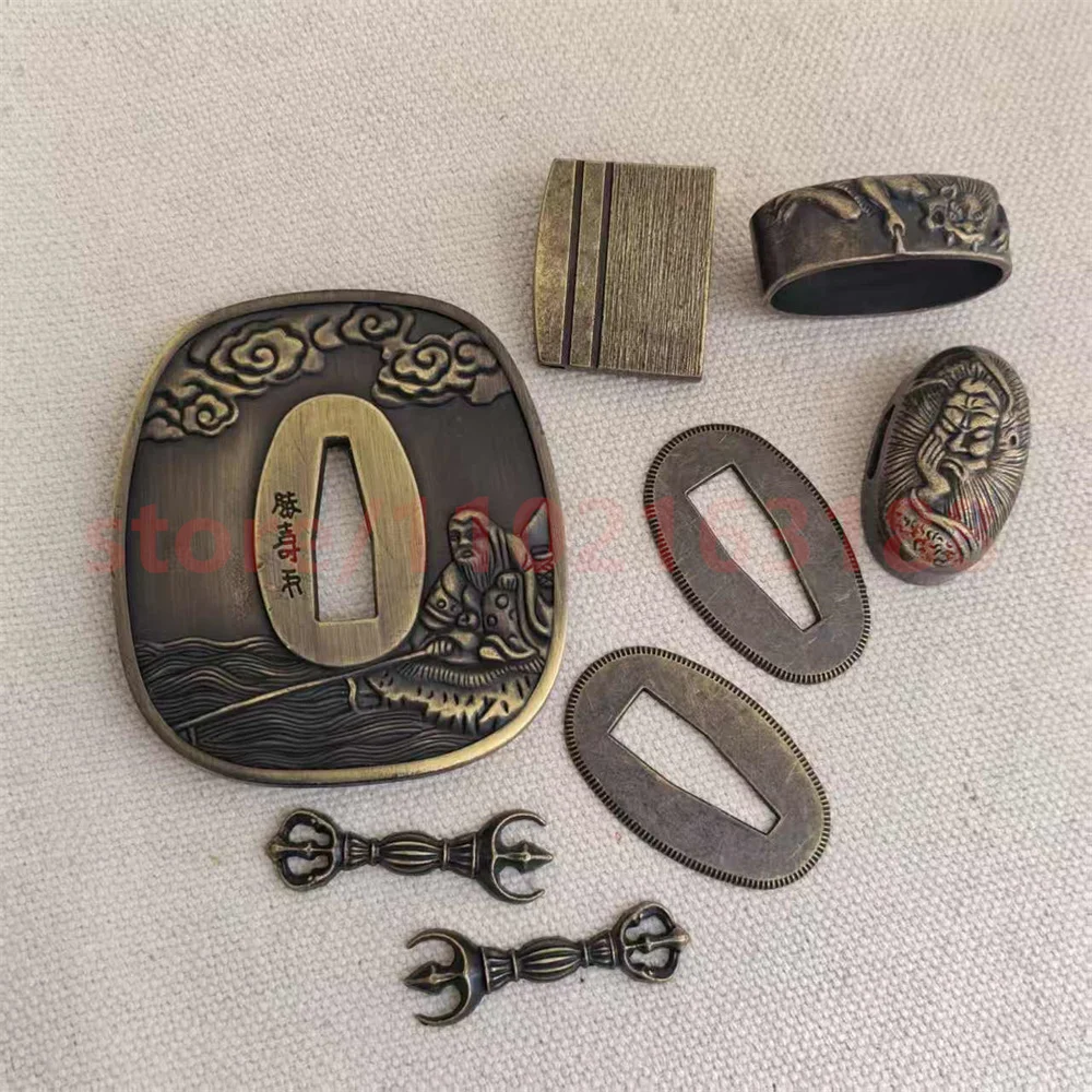 Exquisite A Set Japanese Sword Fittings Alloy Material Tsuba Handguard Guard Habaki Seppa For Real Japan Samurai Katana Parts