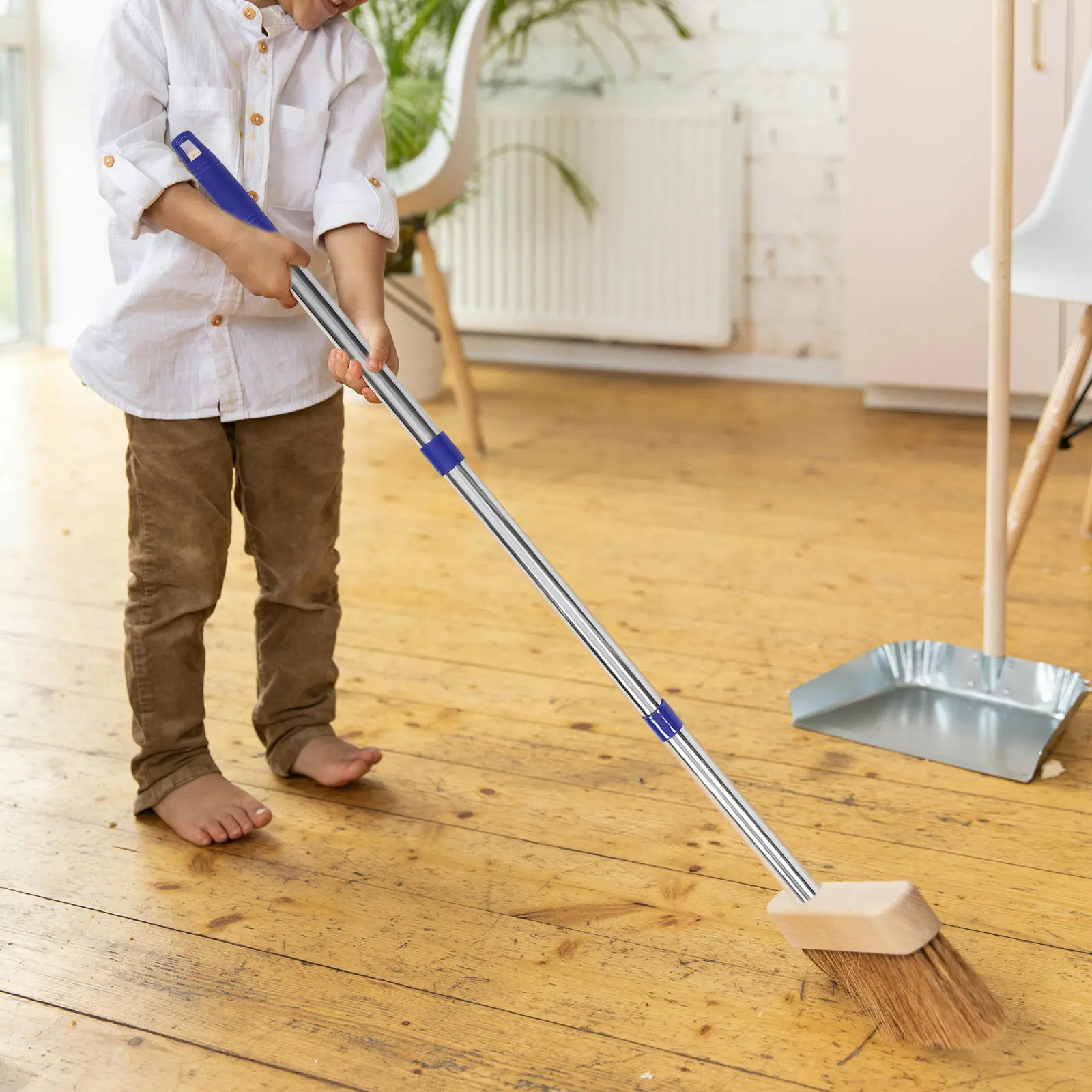 1Set Mop Replacement Pole Three Section Metal Rod Adjustable Length Broom Handle Floor Cleaning Accessories Mop Handle
